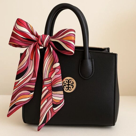 Slim Scarf 34inch Abstract Swirl Print Hair Accessory Pink Red Black No29 - Picture 7 of 8